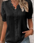 Casual V-Neck Lace Blouse