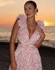 Elegant Backless Ruffles Maxi Dress