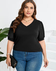V-Neck Sleeve Belly Cover Blouse