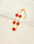 Elegant Gold-Plated Five Flower Charm Bracelet