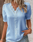 Casual V-Neck Lace Blouse