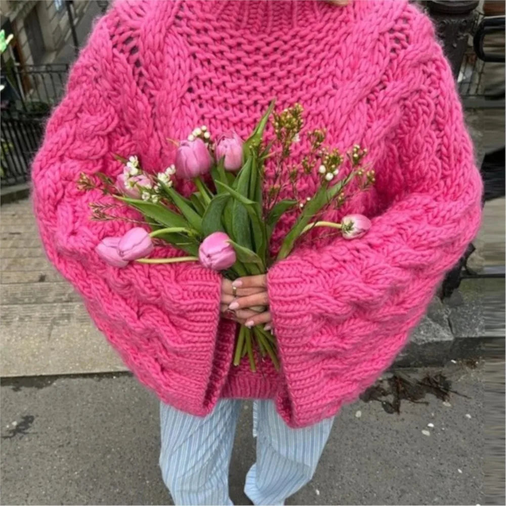 Casual Round Neck Thick Knit Sweater