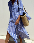 Striped Shirt Dress for Women – Casual Button Down Summer Dress