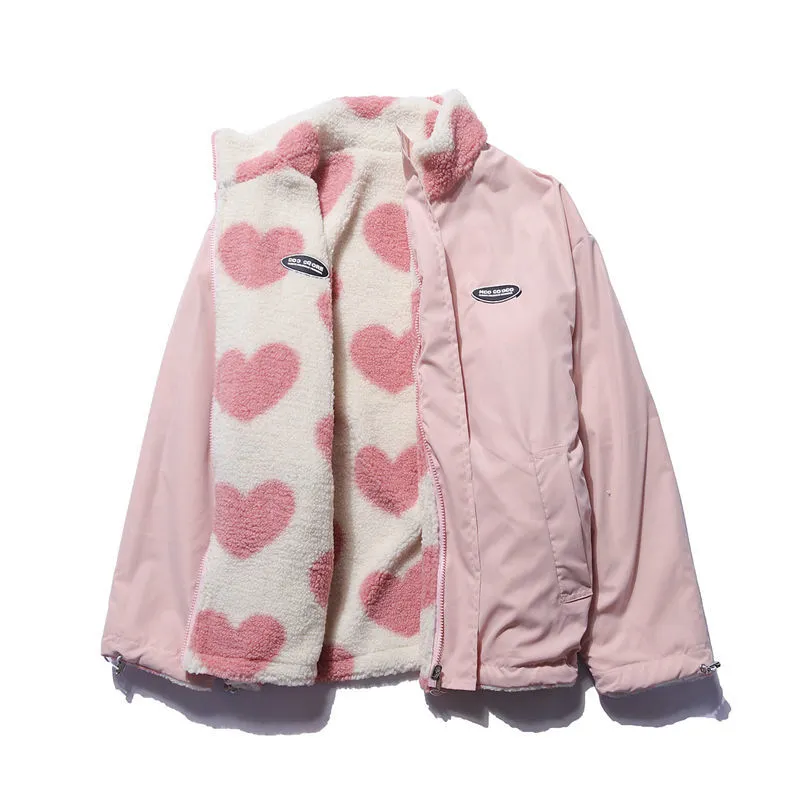 Lightweight Heart Pattern Coat Women