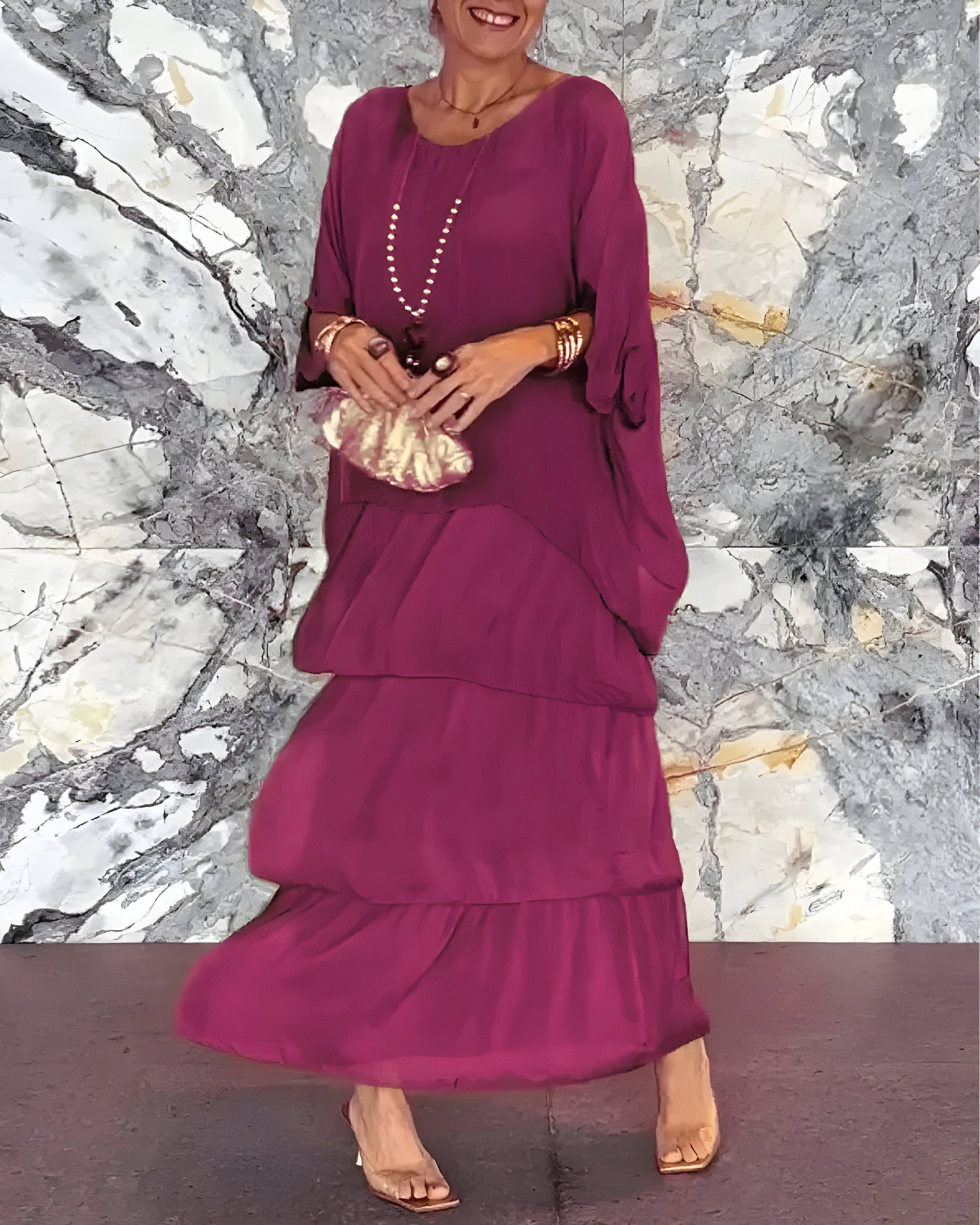 Chic Luna Dress with Soft Layered Skirt