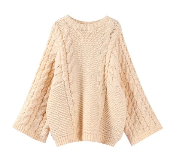 Casual Round Neck Thick Knit Sweater