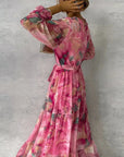 Chic Flower Print Midi Dress