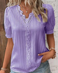 Casual V-Neck Lace Blouse