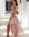 Elegant Backless Ruffles Maxi Dress