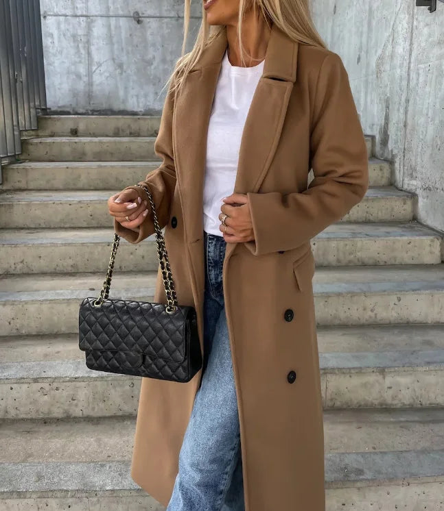 Elegant Double-Breasted Wool Coat