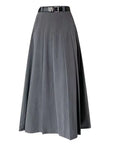 Stylish Belted Pleated Midi Skirt