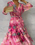 Chic Flower Print Midi Dress