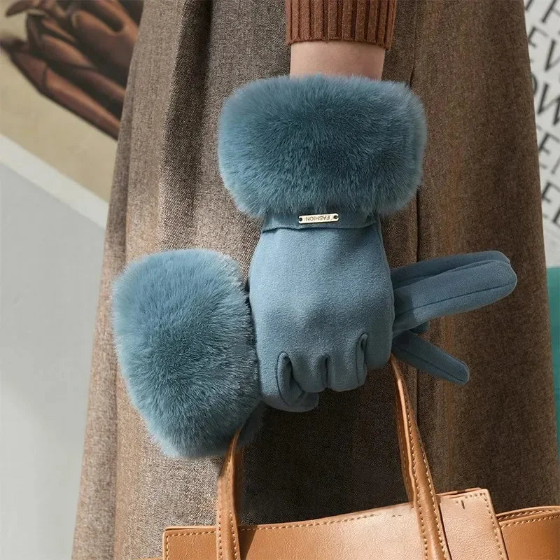 Soft Faux Fur Gloves for Women