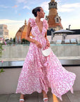 Elegant Backless Ruffles Maxi Dress