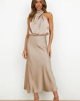 Backless Halter Neck Flowy Maxi Dress