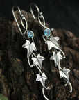 Fantasy Elf Earrings with Blue Crystals