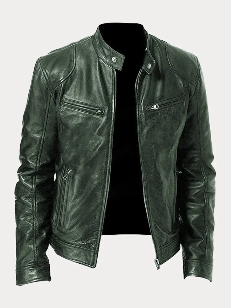 Vintage Look Casual Leather Coat