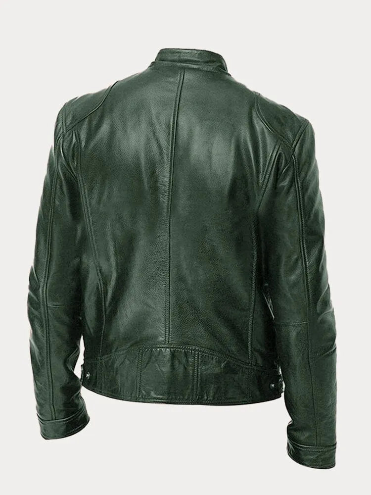 Vintage Look Casual Leather Coat