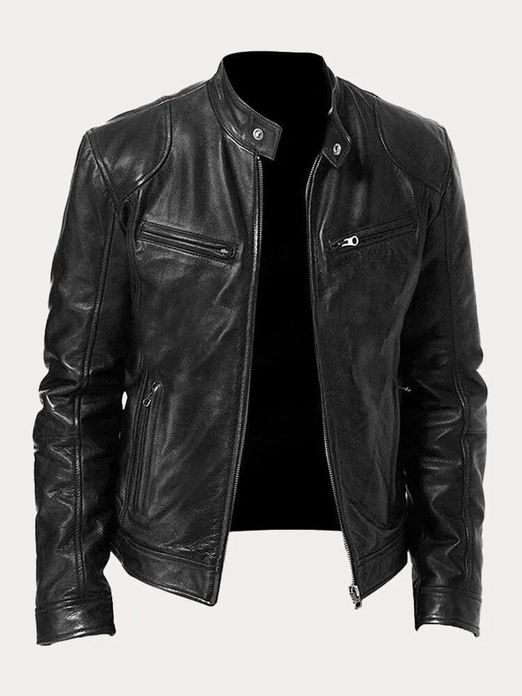 Vintage Look Casual Leather Coat