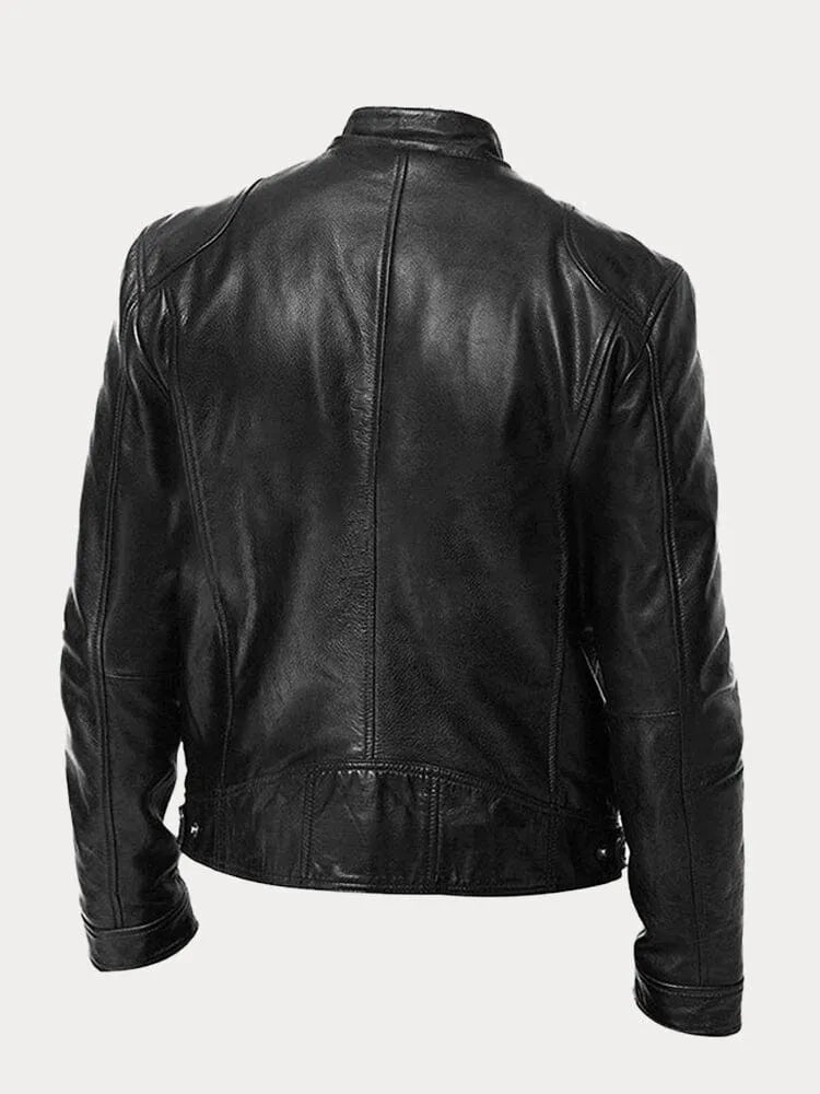 Vintage Look Casual Leather Coat