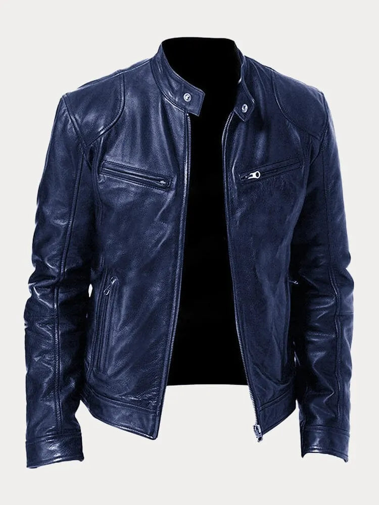 Vintage Look Casual Leather Coat
