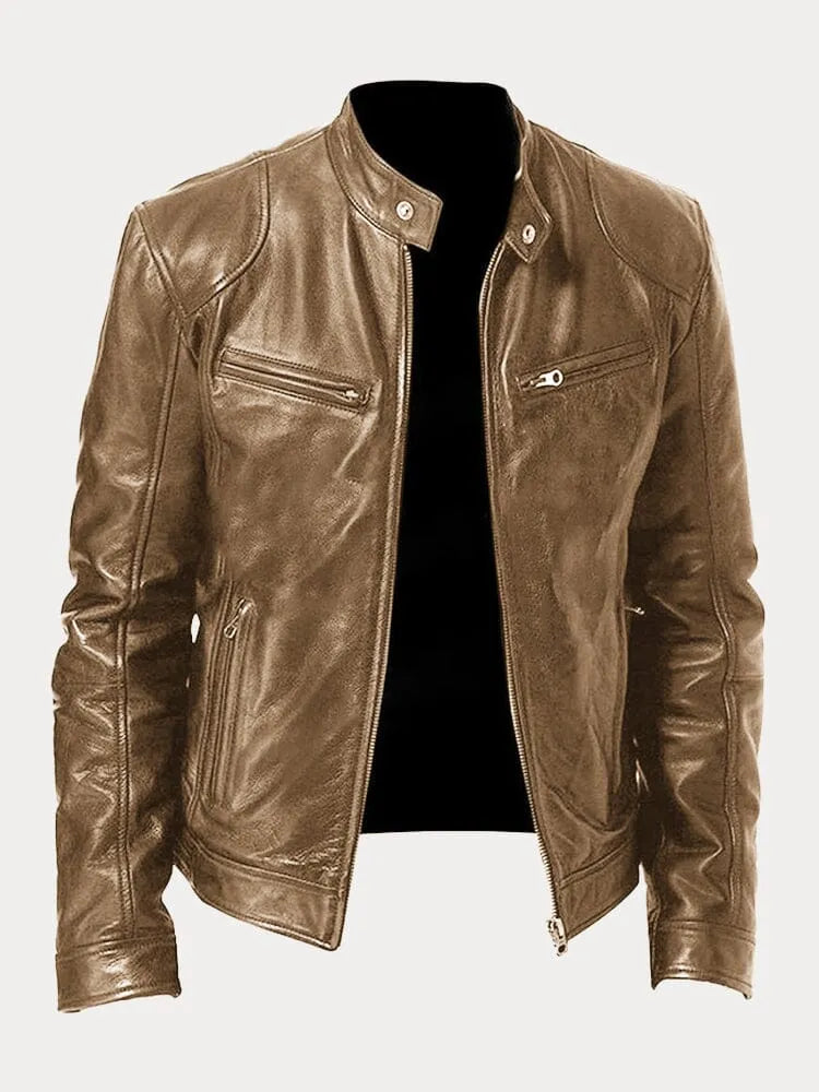 Vintage Look Casual Leather Coat