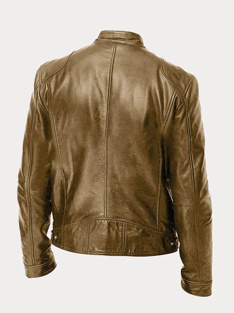 Vintage Look Casual Leather Coat