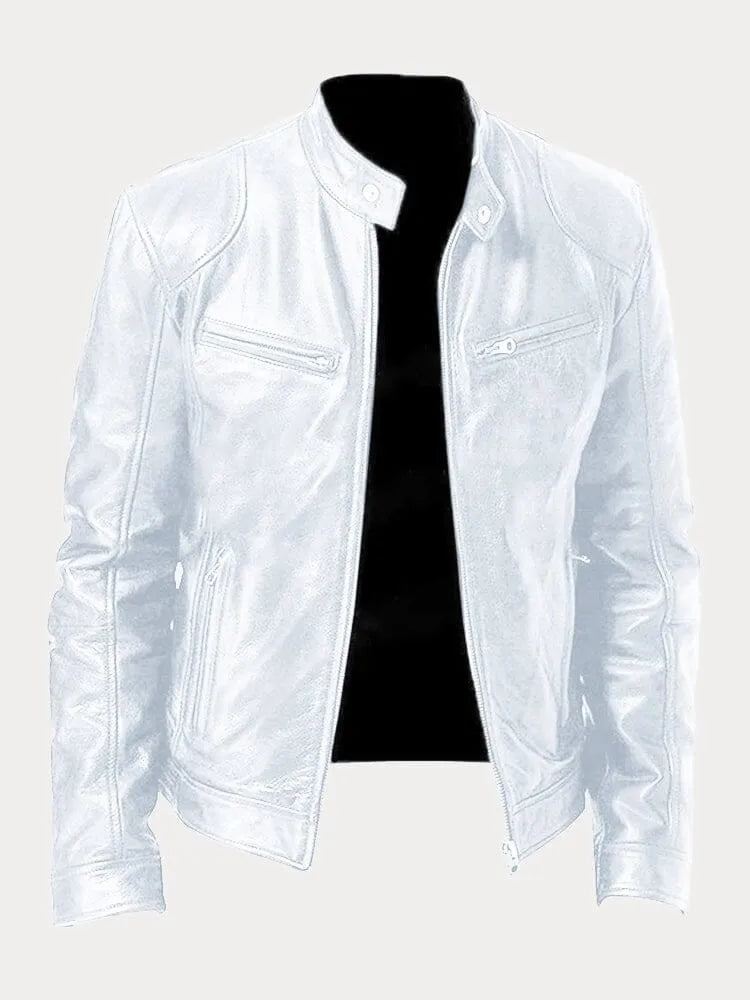Vintage Look Casual Leather Coat