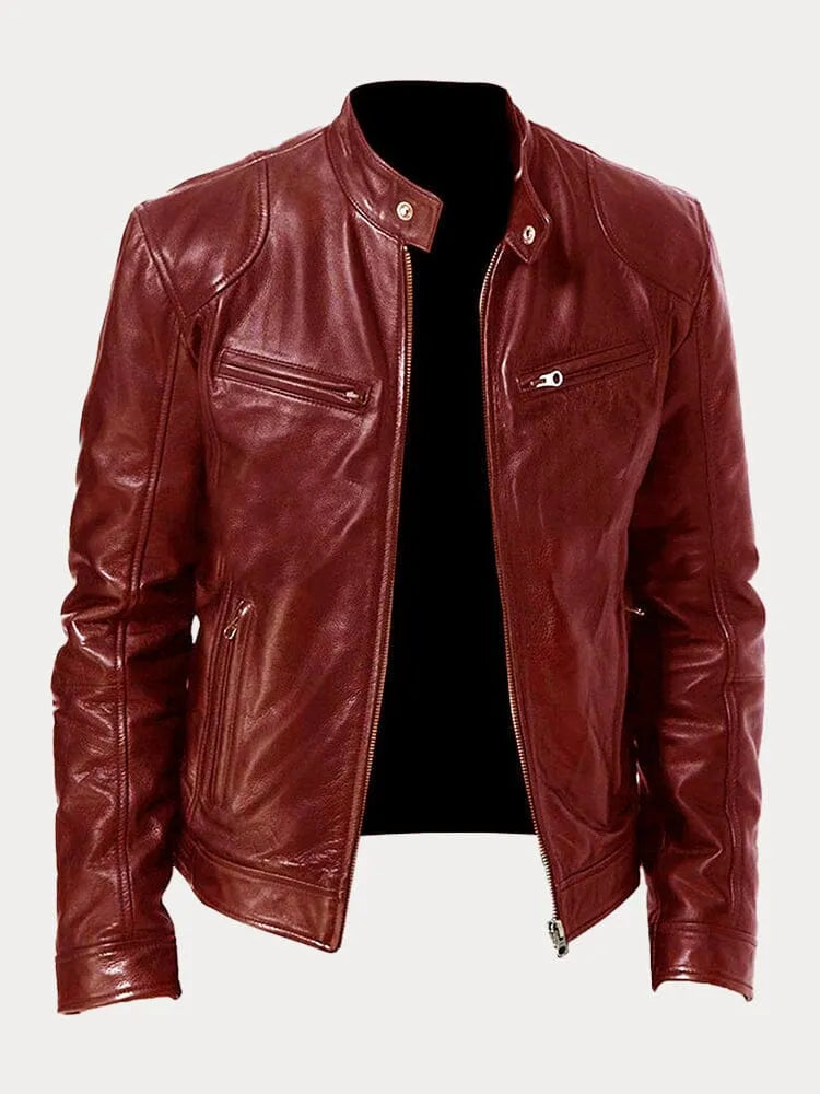 Vintage Look Casual Leather Coat