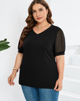 V-Neck Sleeve Belly Cover Blouse