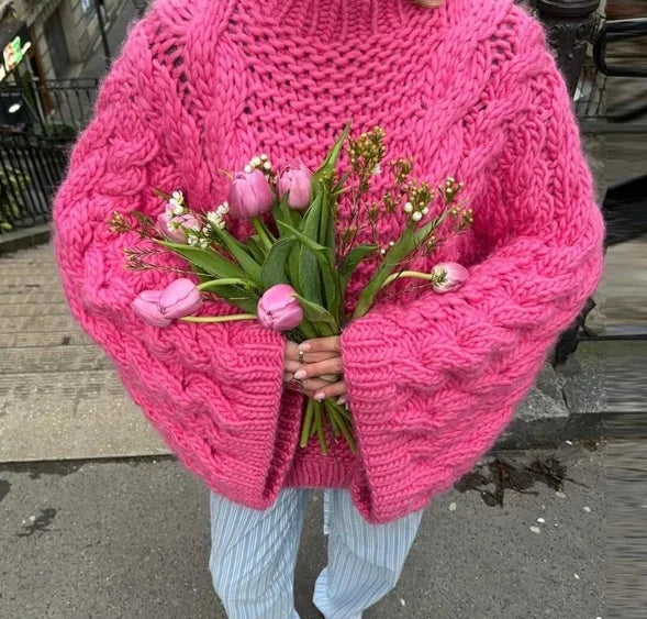 Casual Round Neck Thick Knit Sweater
