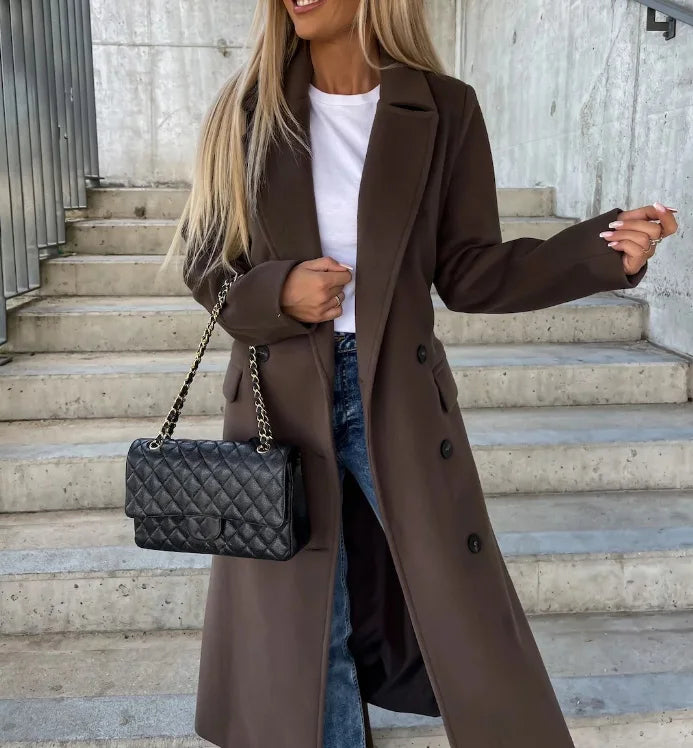 Elegant Double-Breasted Wool Coat