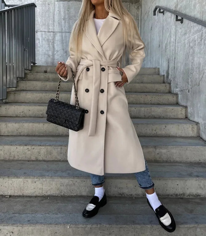 Elegant Double-Breasted Wool Coat
