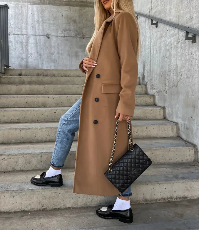 Elegant Double-Breasted Wool Coat