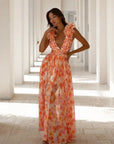 Elegant Backless Ruffles Maxi Dress