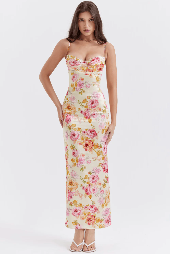 Charming Spaghetti Strap Floral Dress