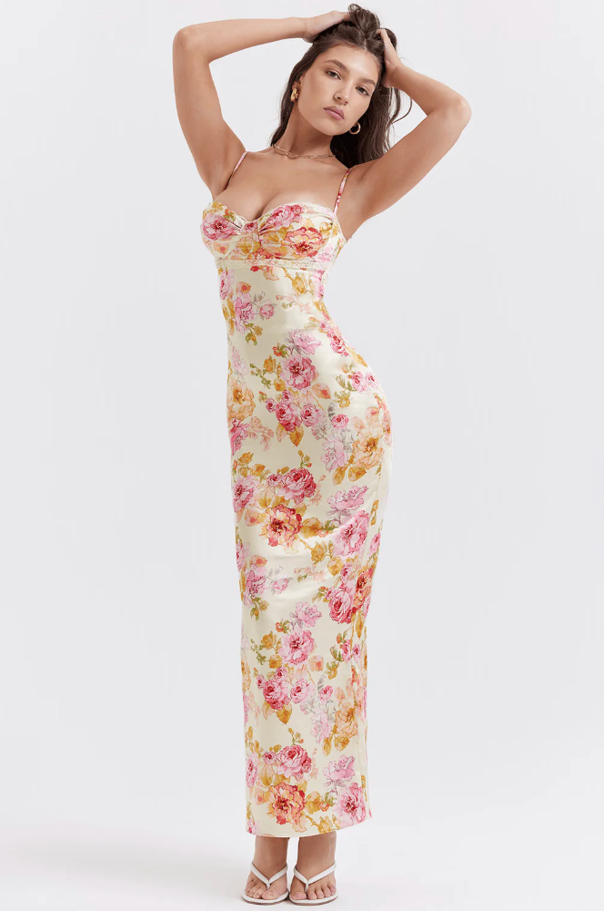 Charming Spaghetti Strap Floral Dress