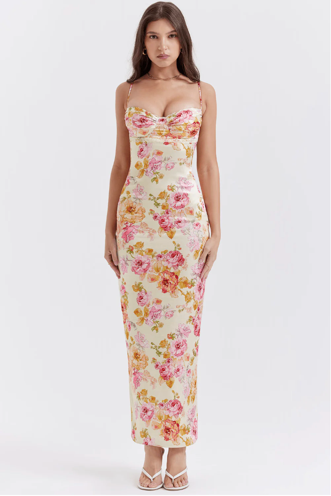 Charming Spaghetti Strap Floral Dress