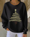 Loose Pitted Christmas Print Sweatshirt