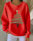 Loose Pitted Christmas Print Sweatshirt