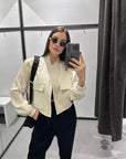 Crop Long Sleeve Bomber Jacket