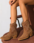 Western-Inspired Ankle Boots with Stacked Heel