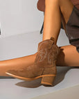 Western-Inspired Ankle Boots with Stacked Heel