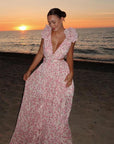 Elegant Backless Ruffles Maxi Dress