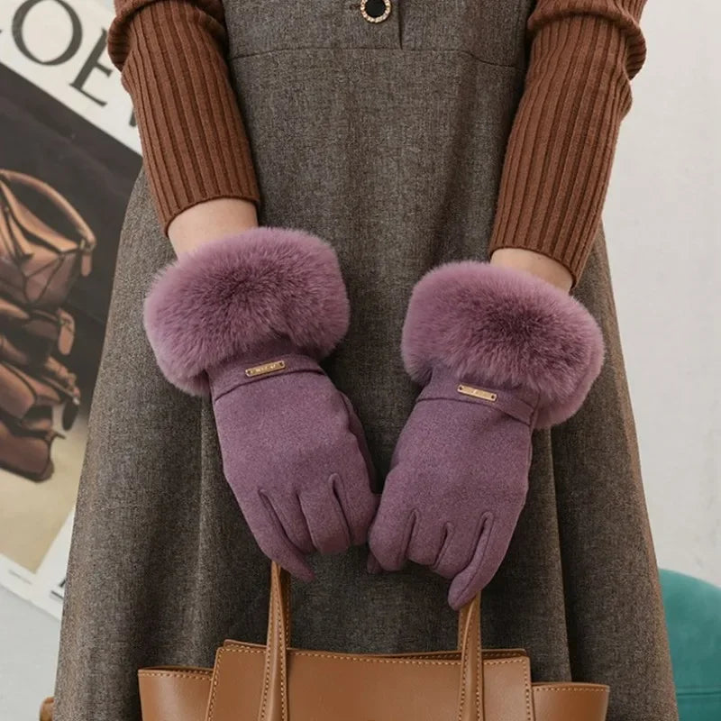 Soft Faux Fur Gloves for Women