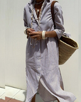 Striped Shirt Dress for Women – Casual Button Down Summer Dress