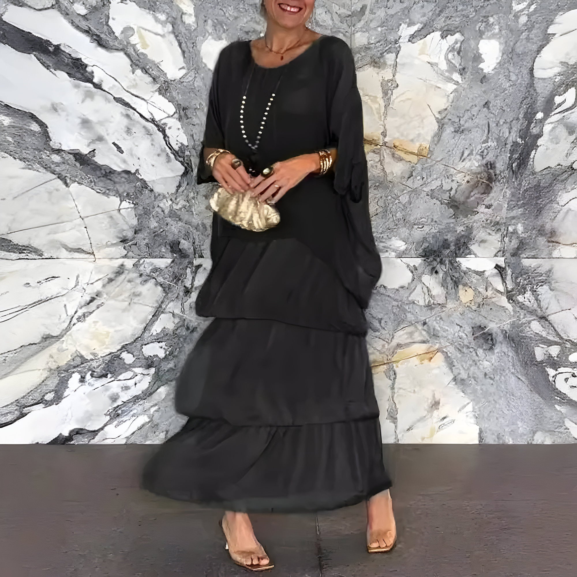 Chic Luna Dress with Soft Layered Skirt