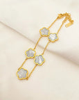 Elegant Gold-Plated Five Flower Charm Bracelet