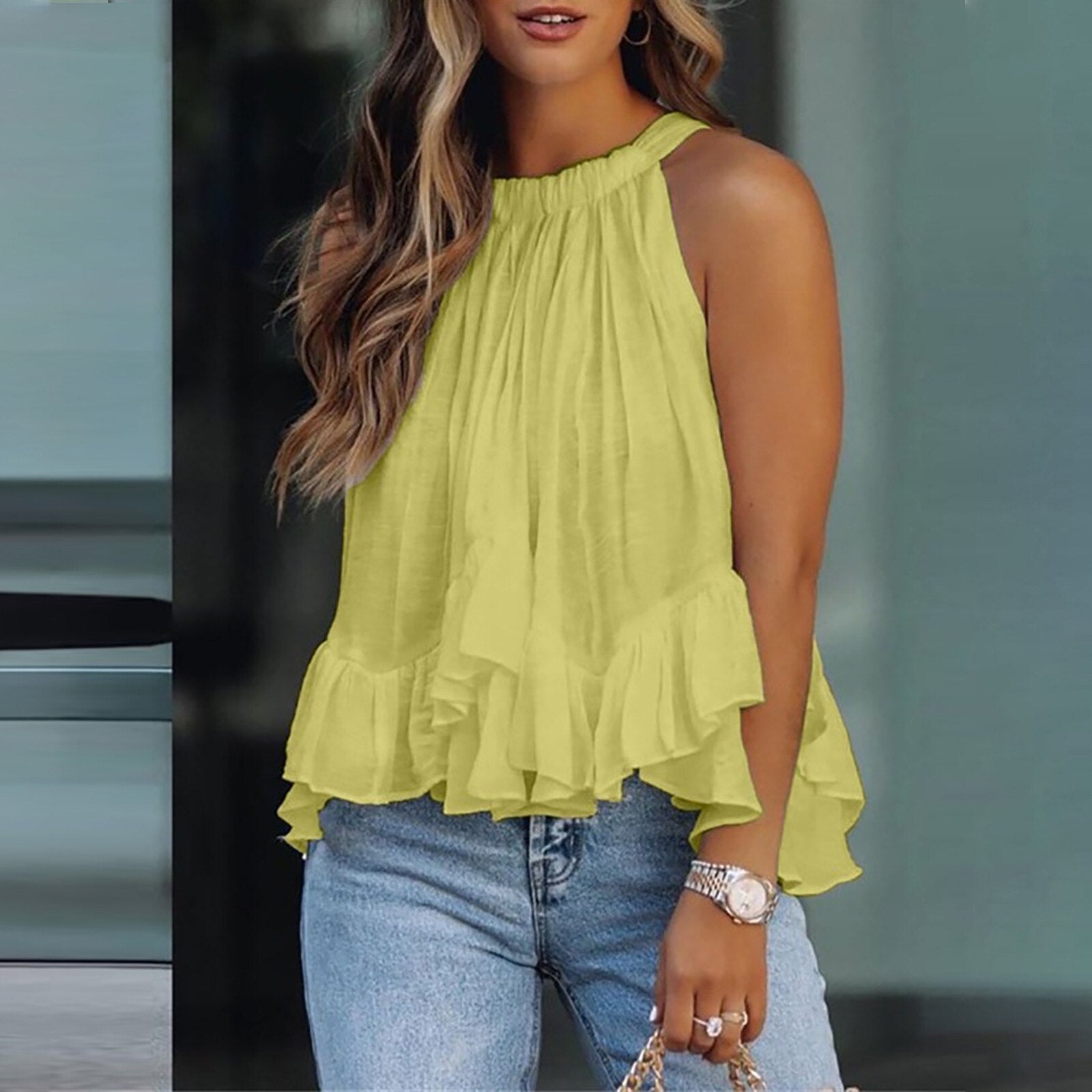 Flowy Blouse with Textured Ruffles