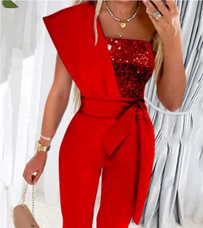Luxury Jumpsuit with Belt for Women